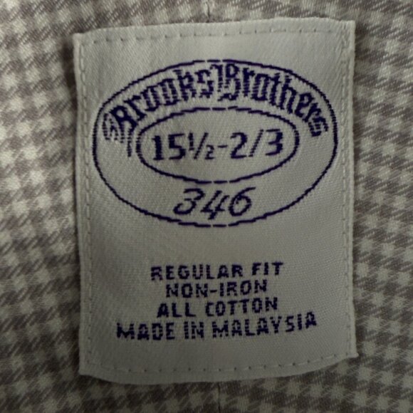Brooks Brothers Gray 15.5 2/3 Non-Iron Check Cotton Button Up Shirt Men Adult - Picture 9 of 15